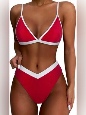SUUKSESS Women Triangle High Cut Bikini Sets Sexy High Waisted 2 Piece Swimsuit